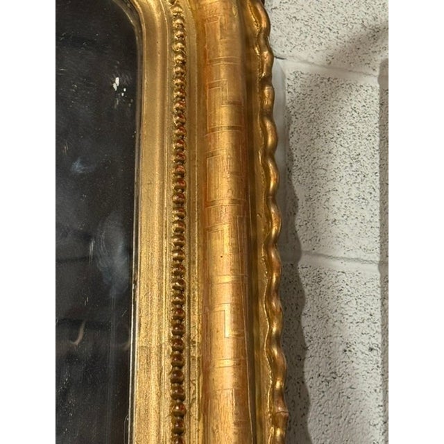 19th C. French Louis Philippe Mirror With Crest and Greek Key Pattern For Sale - Image 9 of 12