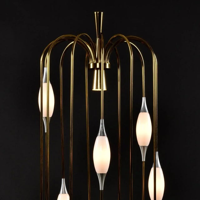 Lightolier Mid-Century Modern Lightolier Gold Colored Brass Waterfall Raindrop Bird Cage Lamp For Sale - Image 4 of 13