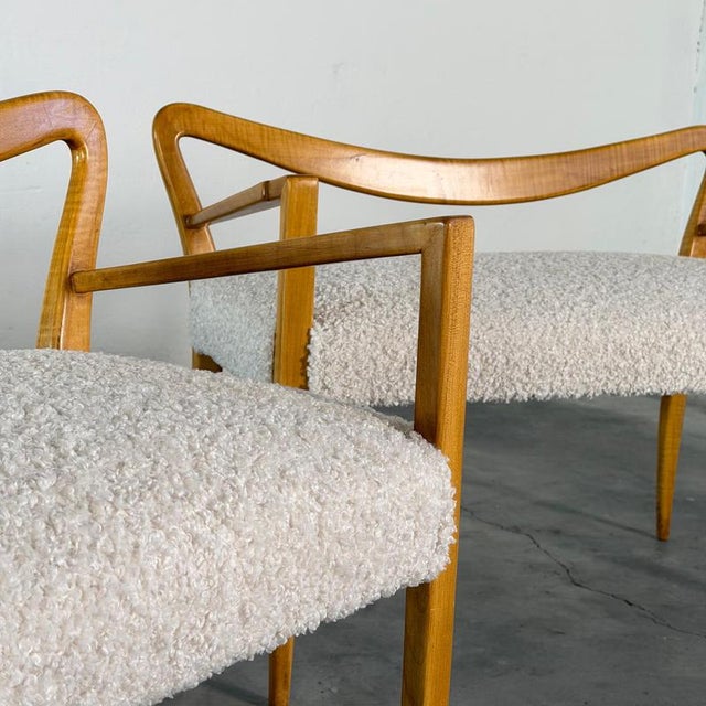 Benches in Blonde Maple with Bouclé Upholstery attributed to Guglielmo Ulrich, 1940s, Set of 2 For Sale - Image 11 of 17