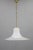 Beautiful Italian mid-century pendant light from the 1960s, crafted from glass and brass. The softly shaped white glass...