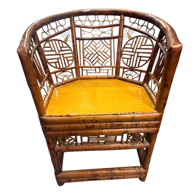 Chinoiserie Rattan Brighton Fretwork Chair For Sale - Image 3 of 7