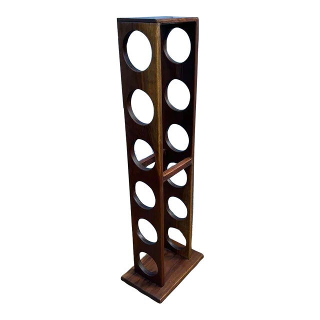 Tall Mid Century Modern 6 Bottle Solid Teak Wine Rack Chairish