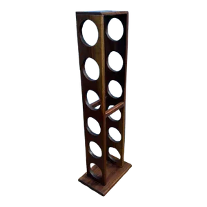 Tall Mid Century Modern 6-Bottle Solid Teak Wine Rack