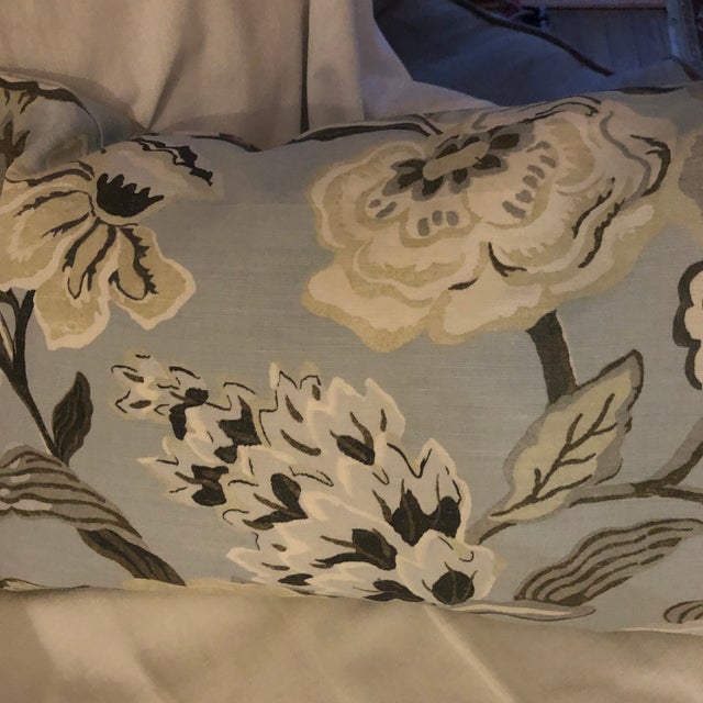 2010s Schumacher Blue Fabric Bolster For Sale - Image 5 of 10