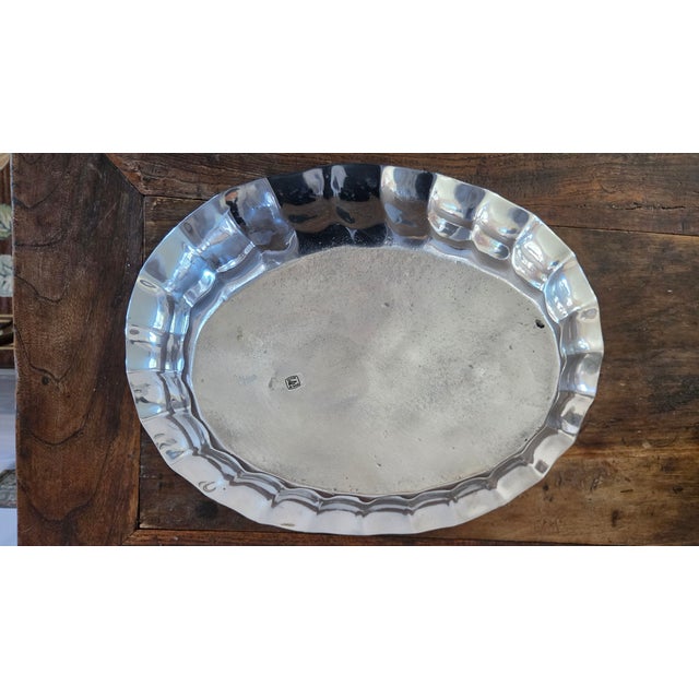 Vintage Mexican Polished Aluminum Scallop Shell Bowl, Attributed to Old Town Imports For Sale - Image 12 of 14