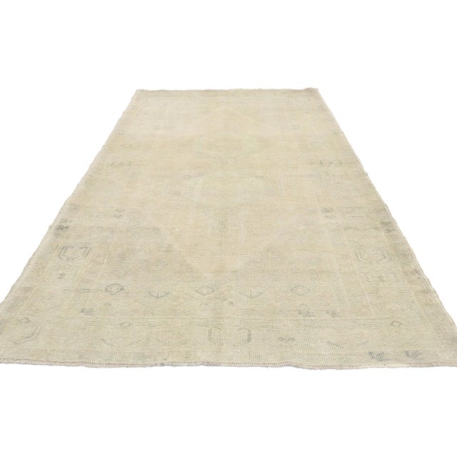 Contemporary Muted Vintage Turkish Oushak Rug - 3′10″ × 7′10″ For Sale - Image 3 of 10