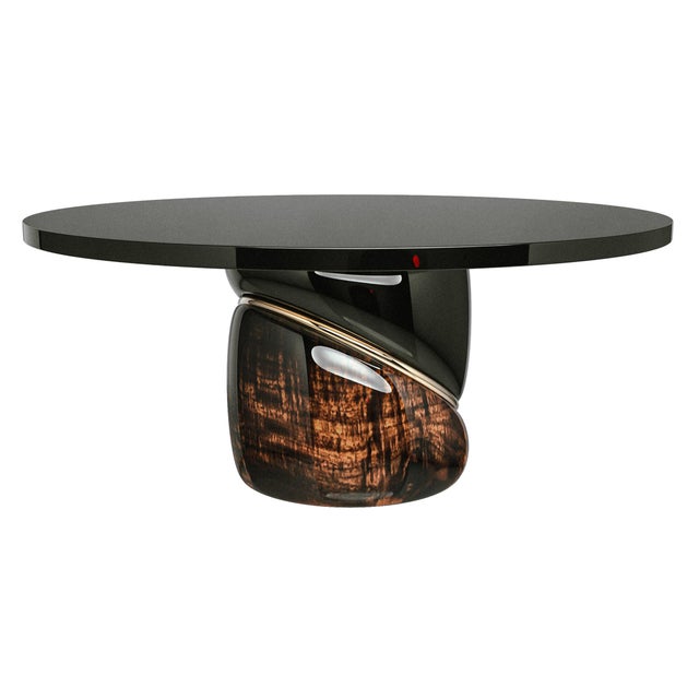 "Sparrow" Round Table With Stainless Steel, Bronze Details, Handmade For Sale - Image 4 of 7