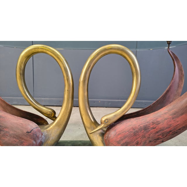 Vintage Brass Swan Coffee Table, 1970s, in Good conditions. Designed 1980 to 1989