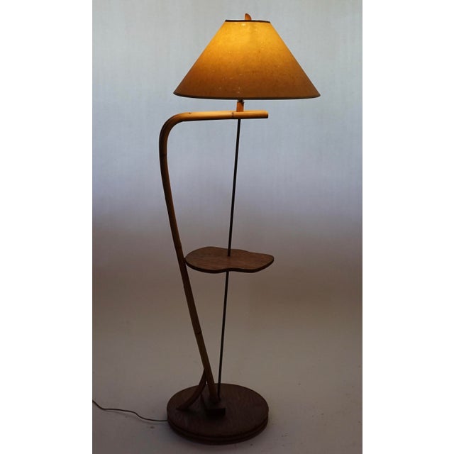 Wood Vintage Bamboo Googie Style Floor Lamp For Sale - Image 7 of 7