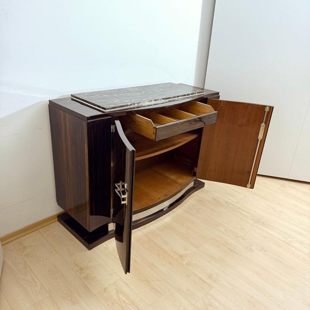 Art Deco Sideboard in Macassar, Marble & Chrome, France, 1930 For Sale - Image 6 of 18