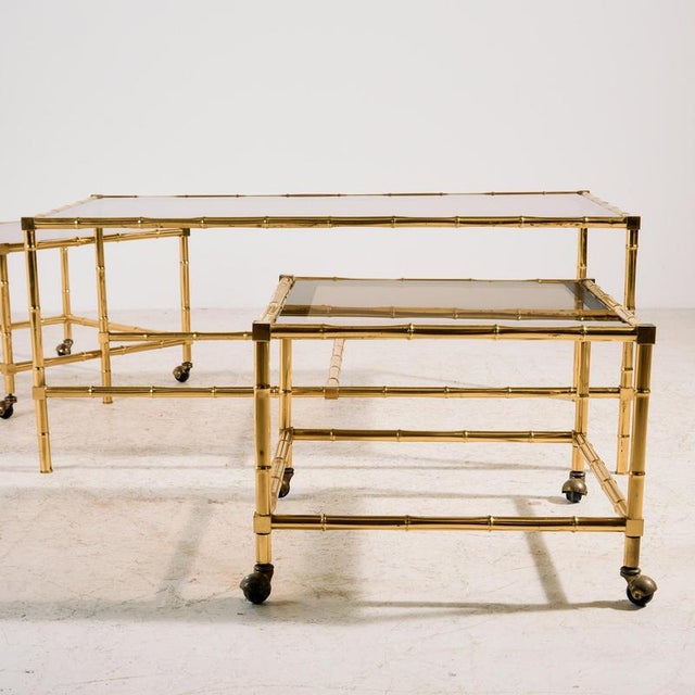 Vintage Brass Coffee Table, 1970s, Set of 3 For Sale - Image 4 of 16