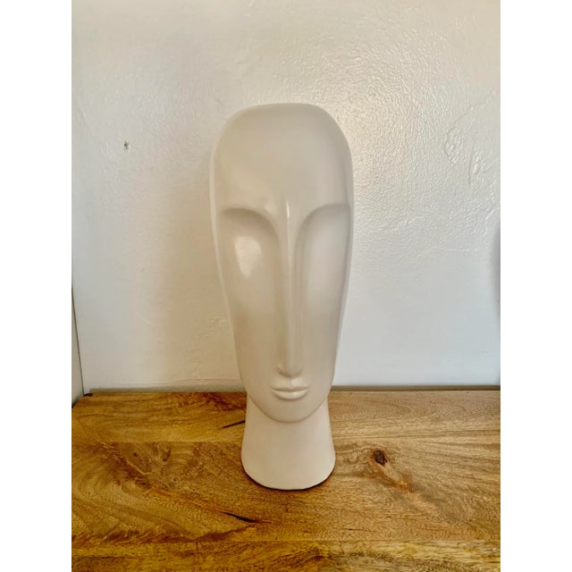 Vintage Elongated White Ceramic Head Figure For Sale In San Diego - Image 6 of 6