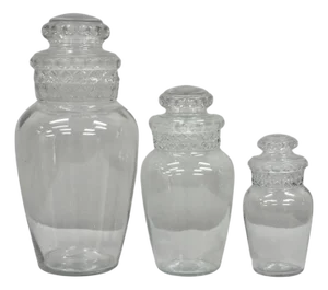 Vintage Tiffin Dakota Glass Apothecary Candy Jars Graduating SZS - 3 Pc Set