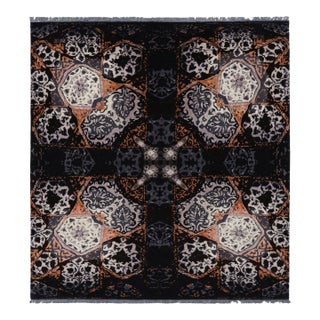 Rug & Kilim’s Modern Classics Rug in Black With Geometric Patterns “Khatam” For Sale