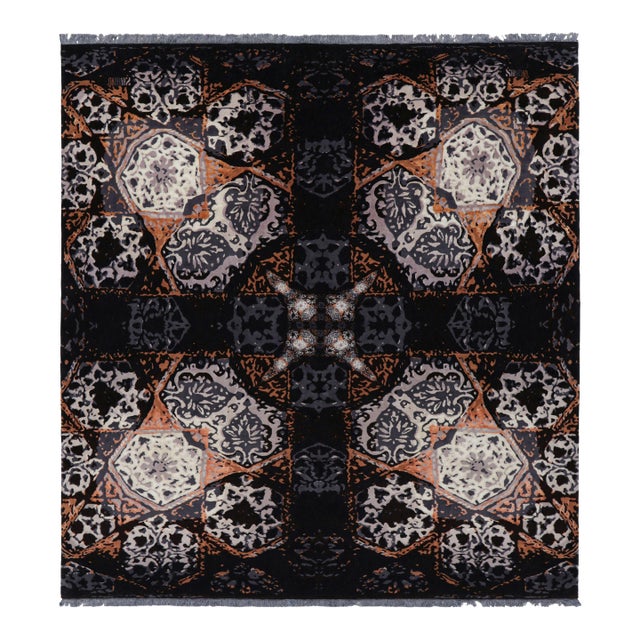 Rug & Kilim’s Modern Classics Rug in Black With Geometric Patterns “Khatam” For Sale