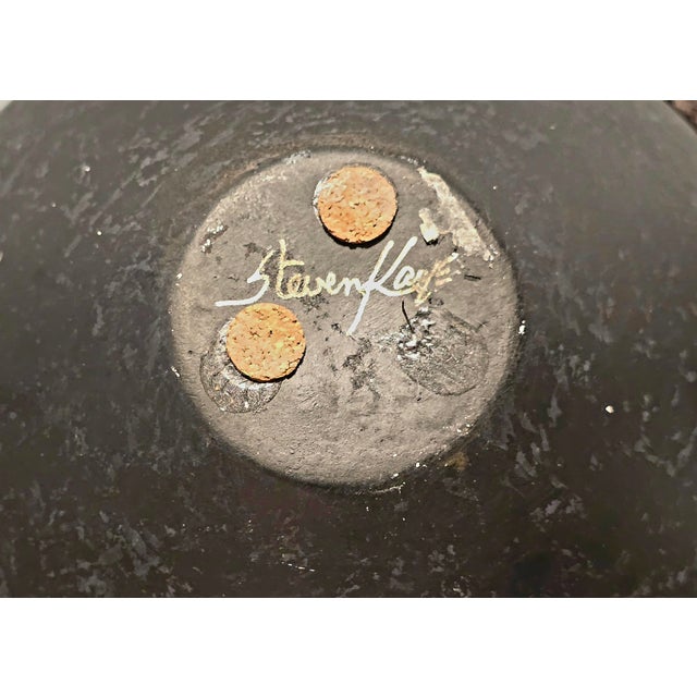 Signed Steven Kaye Textured Ceramic Art Vessel For Sale - Image 11 of 12