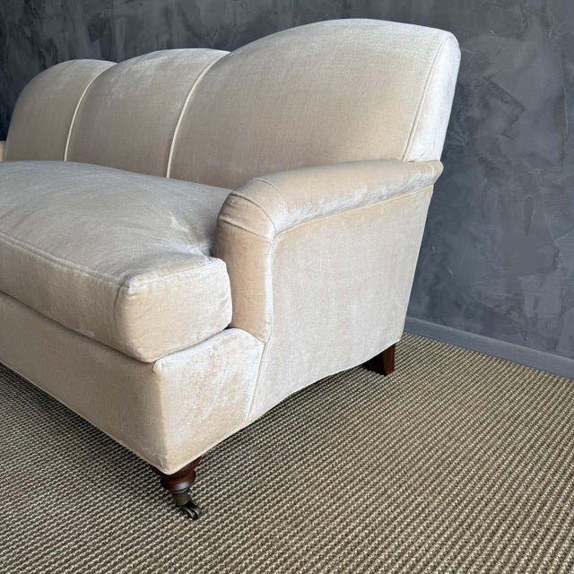 Custom Made Modern English Arm Sofa in Performance Linen Velvet - 110" For Sale - Image 11 of 11