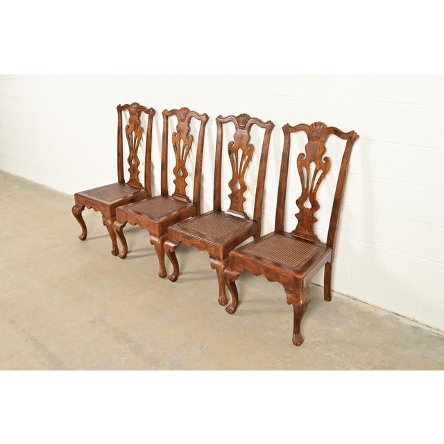 Henredon Georgian Carved Oak and Cane Dining Chairs, Set of Four For Sale - Image 14 of 14