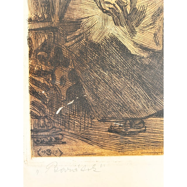 Mid 20th Century Mid 20th Century "Baratok" (Friends), Etching by Hungarian Artist For Sale - Image 5 of 7