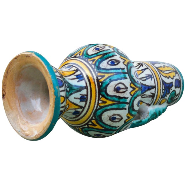 Moroccan Ceramic Vase W/ Handles For Sale - Image 9 of 10