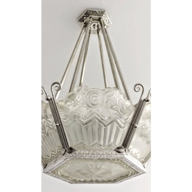 Mid 20th Century French Art Deco Pendant Chandelier Signed by Noverdy For Sale - Image 5 of 11