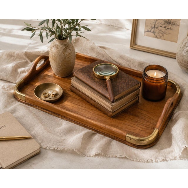 Bring timeless Scandinavian style to your home with this beautiful vintage Gludline teak serving tray. Crafted in...