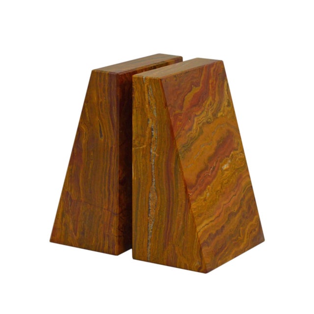 Modern Brown Marble Bookends - a Pair For Sale - Image 3 of 3