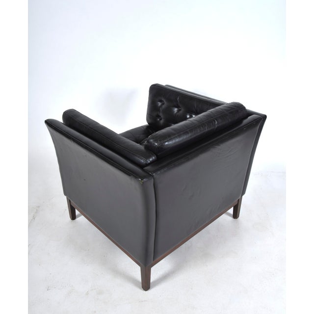 Black Danish Black Leather Lounge Armchair from Mogens Hansen, Denmark, 1960s For Sale - Image 8 of 18