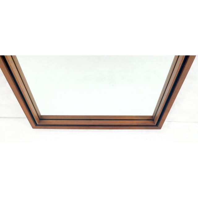 Mid Century Modern c1970s Oiled Walnut 25x46 Rectangle Wall Mirror Mint