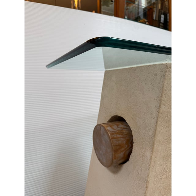 Late 20th Century Sculpted Hand Plastered + Glass Console Table For Sale - Image 5 of 11