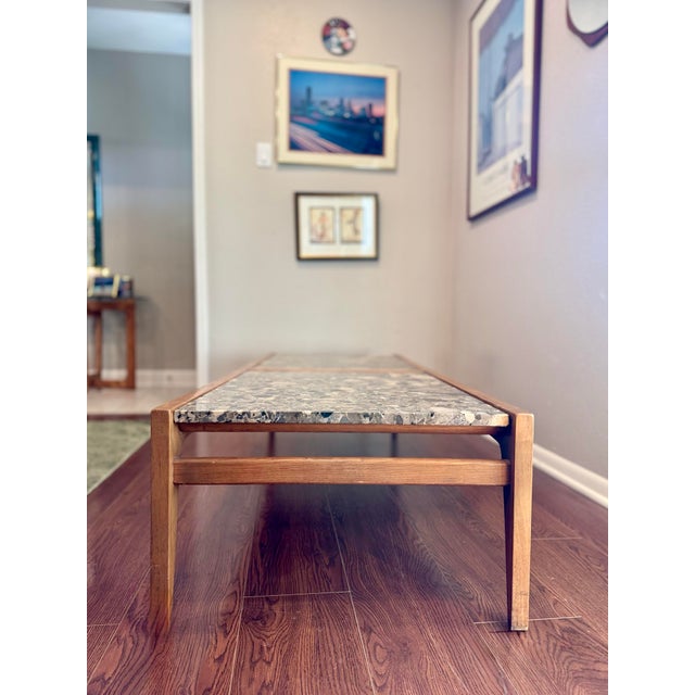 Brown Vintage Walnut Coffee Table With Stone Inserts by Drexel, Circa 1960s. For Sale - Image 8 of 13