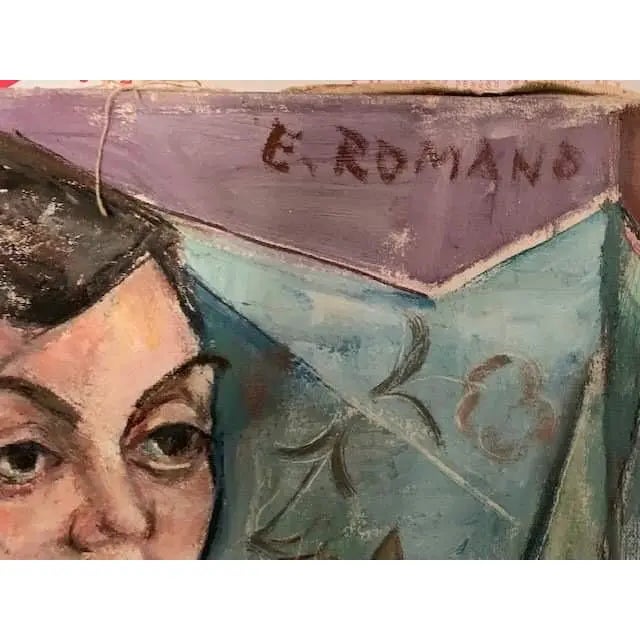 Mid-Century Modern 1962 E Romano Oil on Canvas ‘Therese’ For Sale - Image 3 of 4