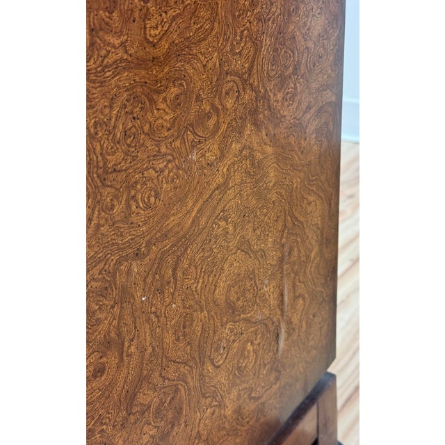 Vintage Founders Furniture Burl Wood Nine Drawer Lowboy Dresser For Sale - Image 9 of 12