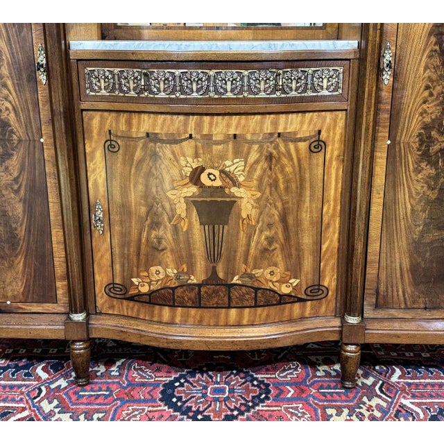 Art Deco Period Sideboard in Mahogany, Oak and Marble Top, 1930s For Sale - Image 6 of 18