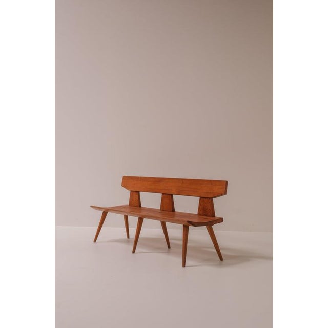 Beautiful and sculptural solid pine bench designed by danish architect jacob kielland brandt and produced by i....