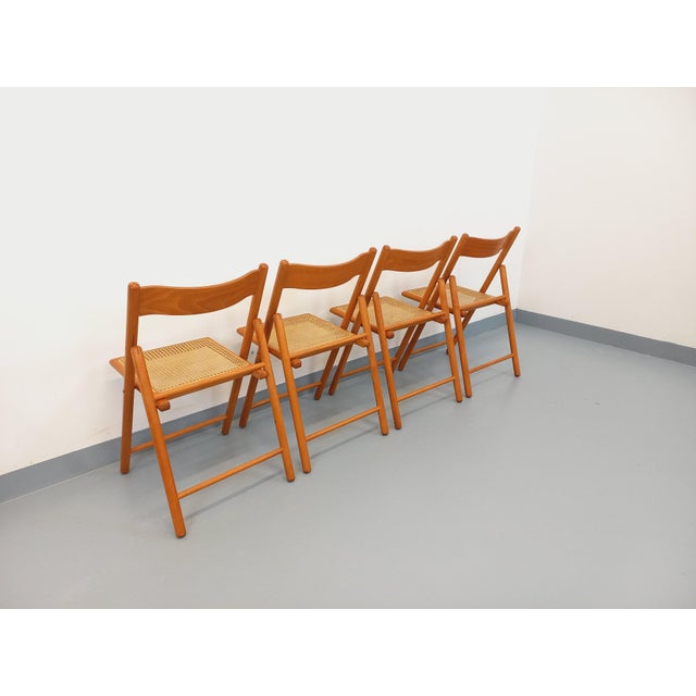 Vintage Folding Chairs in Beech Wood and Caning from Habitat, 1980s, Set of 4 For Sale - Image 6 of 18