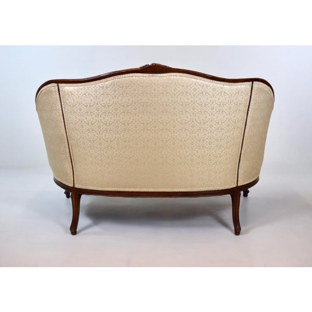 Wood Louis XV Style Canape Loveseat, Tufted Brocade, Early 20th C. For Sale - Image 7 of 12