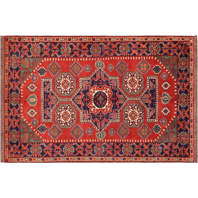Bohemian Kargahi 1980's Rust/Blue Wool Rug - 6'4'' X 8'10'' For Sale - Image 10 of 10