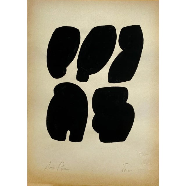 2020s "Forms" Contemporary Minimalist Gouache Drawing on Vintage Paper For Sale - Image 5 of 5