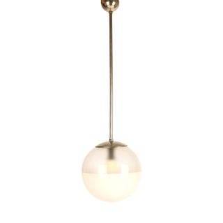 Bauhaus Opaline Glass Globe Ceiling Lamp, 1930s For Sale