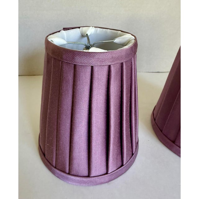 Contemporary Pair of Custom Pleated Chandelier Candelabra Lamp Shades For Sale - Image 3 of 6