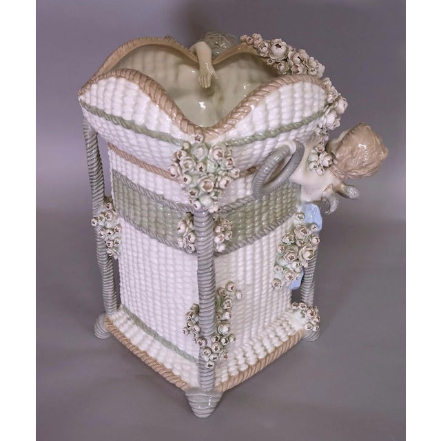 Antique Austrian Amphora Art Nouveau Figural Flower Vase With Putti and Applied Roses For Sale In Raleigh - Image 6 of 17