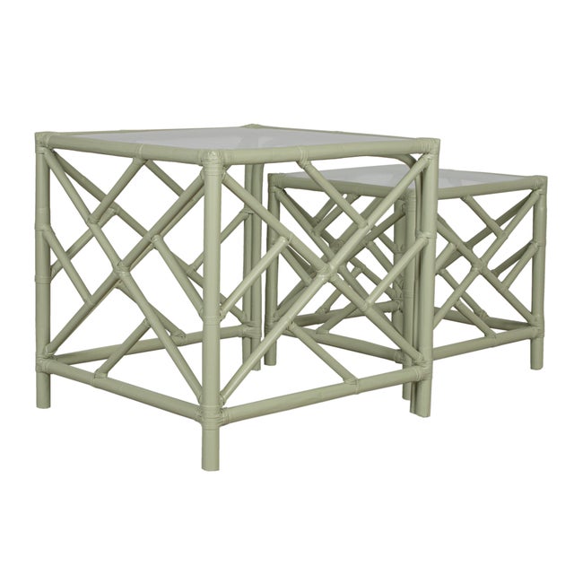 Chippendale Nesting Tables - Celery green For Sale In West Palm - Image 6 of 8