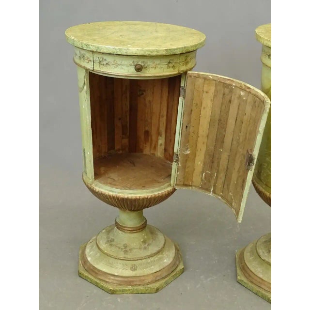 Neoclassical Venetian Paint Urn Form Bedside or End Cabinets - a Pair For Sale - Image 3 of 8