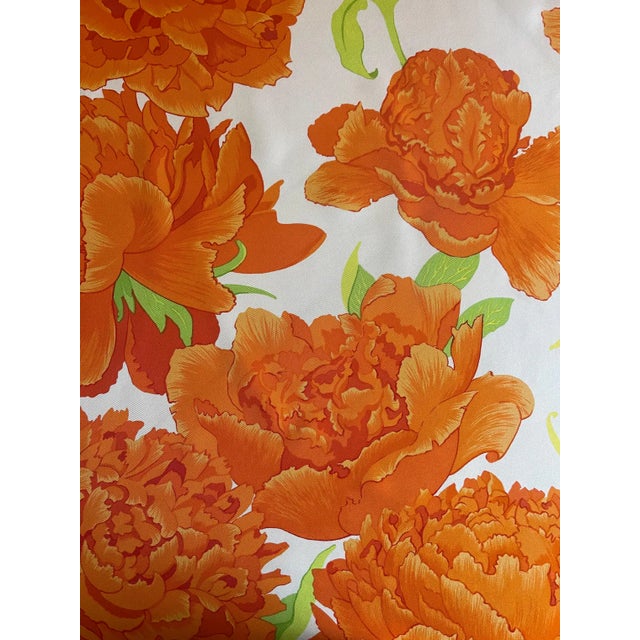 HERMES Les PIVOINES orange scarf, first published in 1970 and reissued in 1990 France For Sale - Image 10 of 10