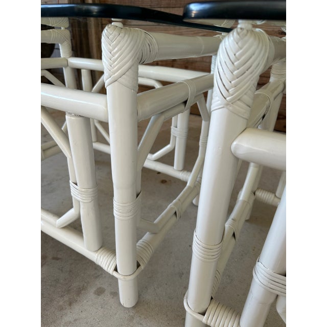 Vintage Coastal Rattan Ficks Reed White Side Tables-Pair For Sale - Image 10 of 13