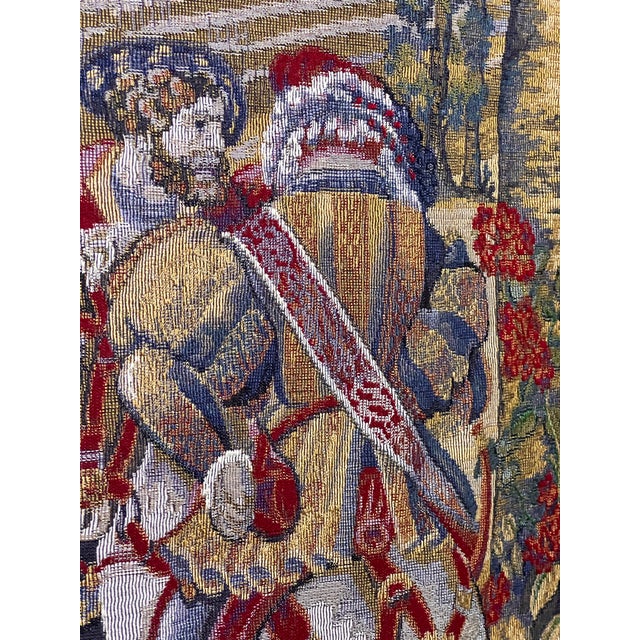 Medieval Brussels Hunting Scene Belgian Jacquard Wall Tapestry, 20th Century For Sale - Image 16 of 16