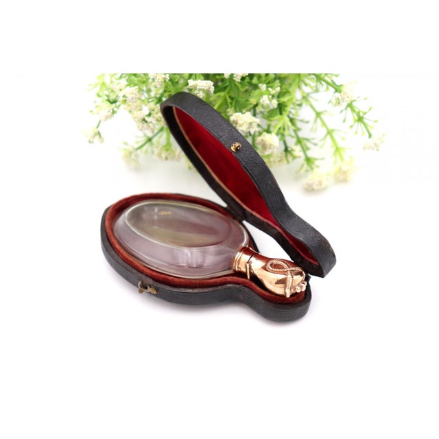 Perfume Bottle in Cut Glass with Embossed Lid For Sale - Image 4 of 6