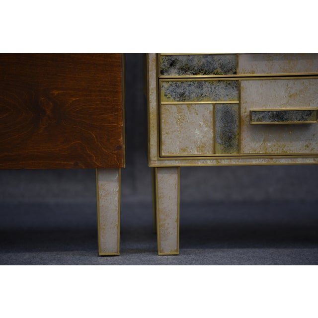 Bedside Tables in Walnut and Stone-Effect Murano Glass from Justfurnituress SRL, Set of 2 For Sale - Image 6 of 18