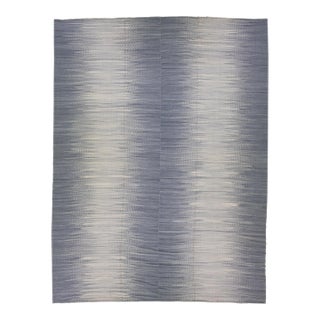 2010s Contemporary Kilim Wool Rug Flatweave With Abstract Gray Design For Sale